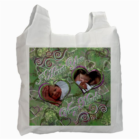 I Heart You Green2 Swirl33 Baby Recycle Bag By Ellan Front