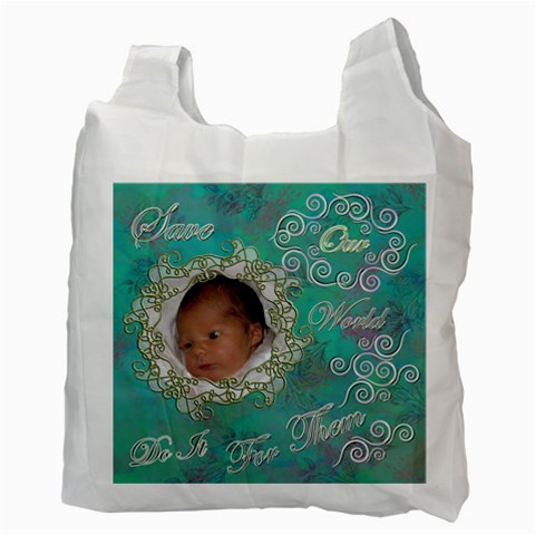 I Heart You This Much Aqua Double Recycle Bag 2 Sides By Ellan Back