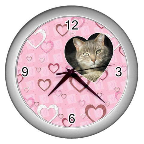 Pretty Pink Heart Wall Clock By Lil Front