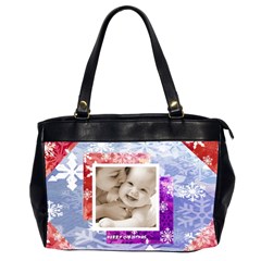 Merry christmas snowflakes oversized office handbag - Oversize Office Handbag (2 Sides)