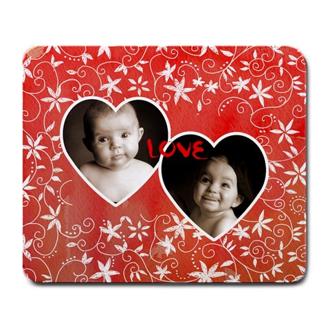 Twin Hearts Love Valentines Mousemat By Catvinnat Front