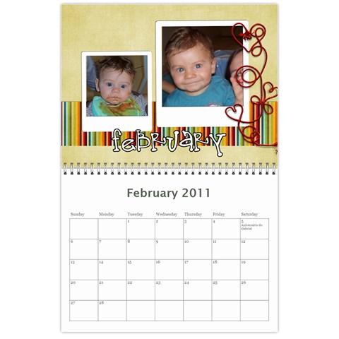 Calendario Gabriel By Thais Feb 2011