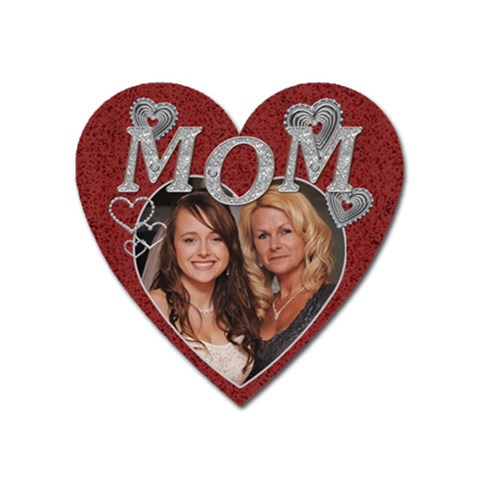 Diamond Mom Heart Magnet By Lil Front