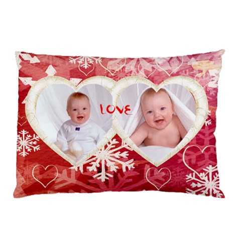 My Winter Valentine Love Heart Snowflake Pillow Case By Catvinnat 26.62 x18.9  Pillow Case