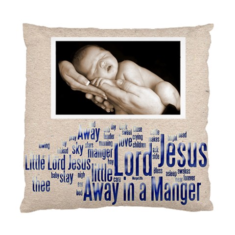 Away In A Manger Snowflake Cushion By Catvinnat Front