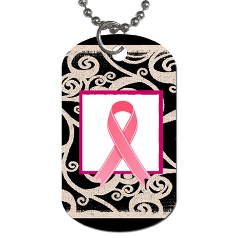 Breast Cancer Pink Ribbon Dog Tag By Catvinnat Front