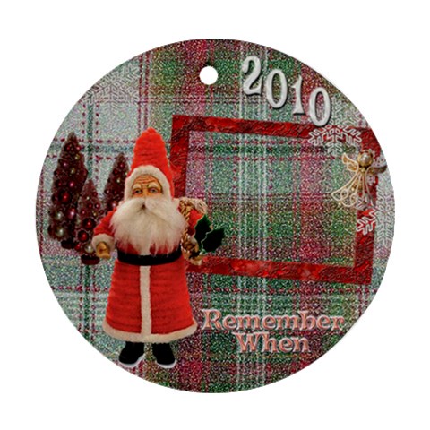 Santa Remember When Plaid 2023 Christmas Ornament Round By Ellan Front