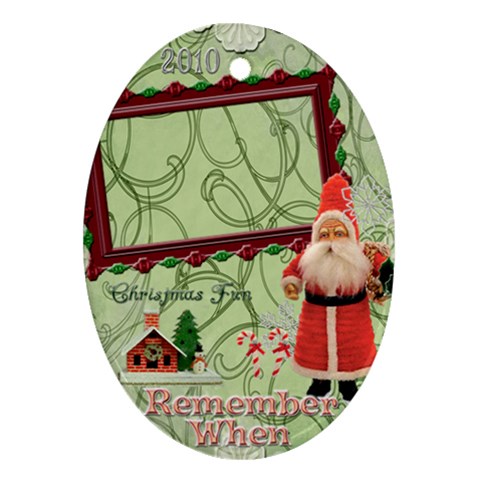 Santa Remember When Oval Christmas Ornament By Ellan Front