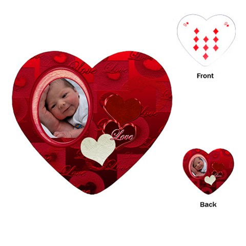 Red Love Heart Playing Cards By Ellan Front