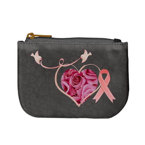 Breast Cancer Awareness Pink Ribbon Heart Mini Coin Purse By Catvinnat Front