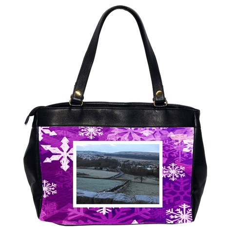 Purple Snowflakes Oversized Office Handbag 3          By Catvinnat Back