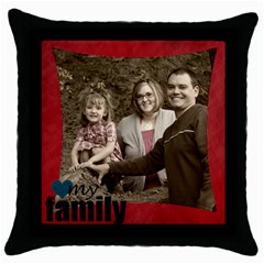 Love my family pillow red - Throw Pillow Case (Black)
