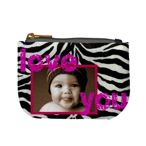 Love You Smile Zebra Mini Coin Purse By Catvinnat Front