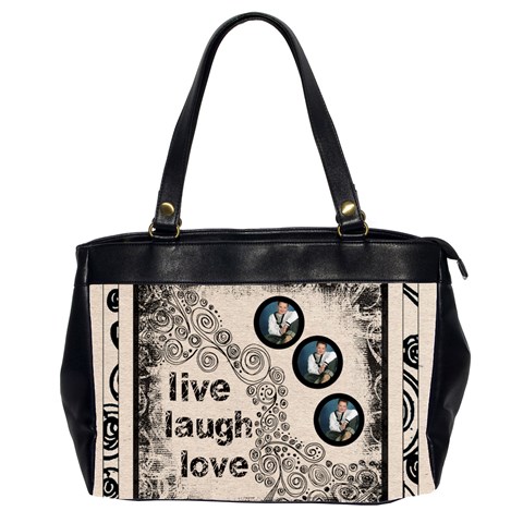 Live Laugh Love Sweet Mmile Oversized Office Bag By Catvinnat Front
