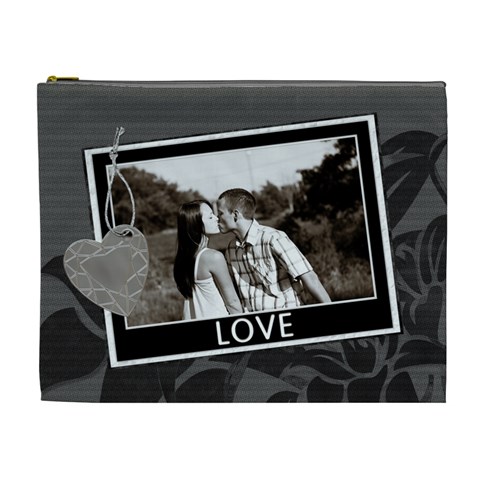 Charcoal Love Xl Cosmetic Bag By Lil Front