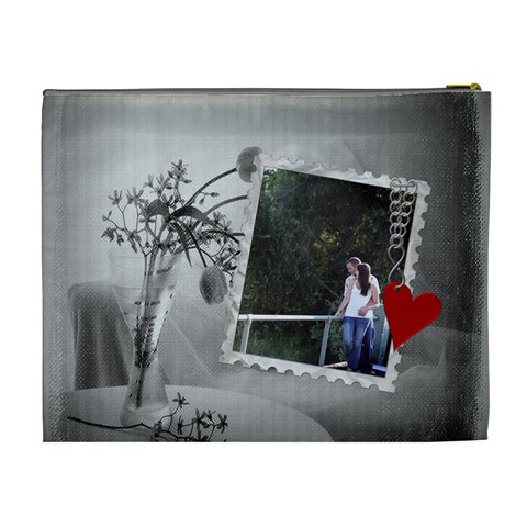 Charcoal Love Xl Cosmetic Bag By Lil Back