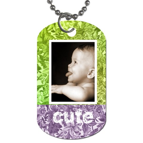 Cute Smile Purple & Green Floral Dog Tag By Catvinnat Front