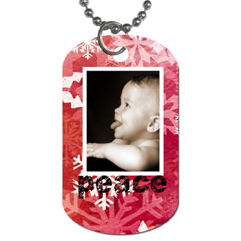 Peace & Joy Red Snowflake L Dog Tag By Catvinnat Front