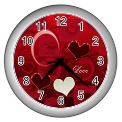 I Heart You Red White Wall Clock - Wall Clock (Silver)