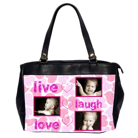 Live Laugh Love Pink Hearts Oversized Office Bag By Catvinnat Front