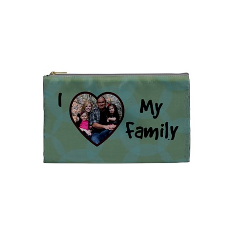 I Heart My Family Small Cosmetic Bag By Amanda Bunn Front