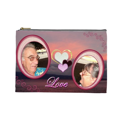 I Heart You 35 Love Sunset Large Cosmetic Bag By Ellan Front