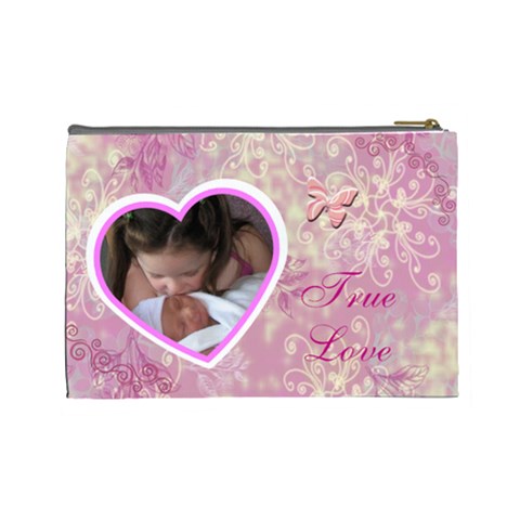 I Heart You This Much Baby Pink Large Cosmetic Bag By Ellan Back