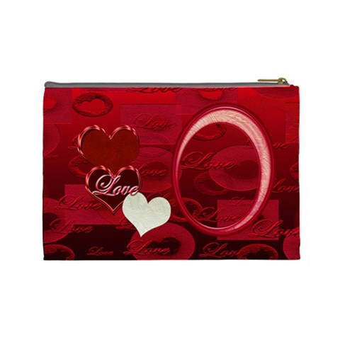 I Heart You Love Red  Large Cosmetic Bag By Ellan Back