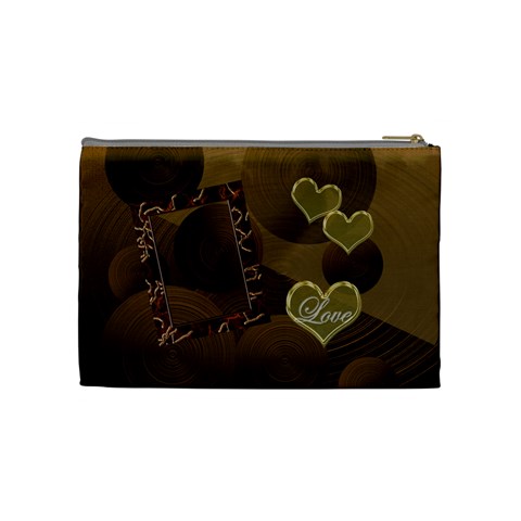 I Heart You Gold Love Medium Cosmetic Bag By Ellan Back