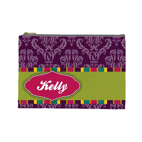 Bright Patterns Large Cosmetic Bag By Klh Front