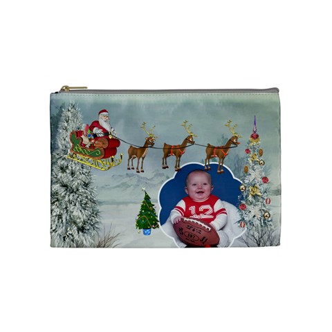 Here Comes Santa Medium Cosmetic Bag By Spg Front