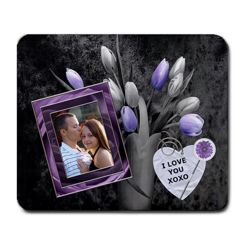 Purple Flowers Love Large Mousepad By Lil Front