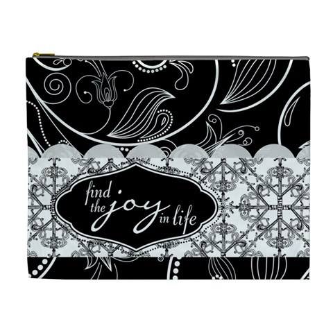 Find The Joy In Life Xl Cosmetic Bag By Klh Front