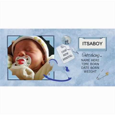 Baby Boy Announcement Cards By Lil 8 x4  Photo Card - 1