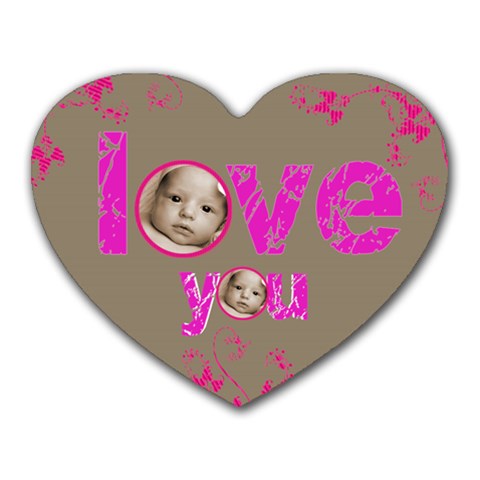 Love You Valentines Mocha Pink Heart Mousemat By Catvinnat Front