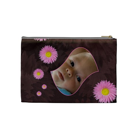 Pink Daisy Medium Cosmetic Case By Joan T Back
