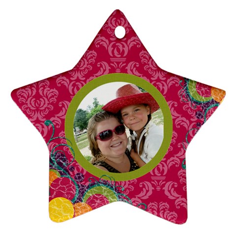 Bright Pink Star Ornament By Klh Front