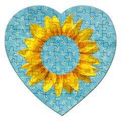 Sunflower photo frame-puzzle - Jigsaw Puzzle (Heart)