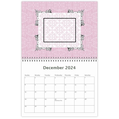 Charming Pink 2024 12 Month Calendar By Klh Dec 2024