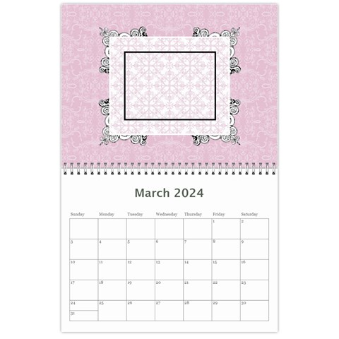 Charming Pink 2024 12 Month Calendar By Klh Mar 2024