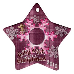 Purple pink Plaid snowflake Baby s 1st Christmas 2010 ornament  130 - Ornament (Star)