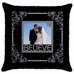 Believe Throw Pillow - Throw Pillow Case (Black)