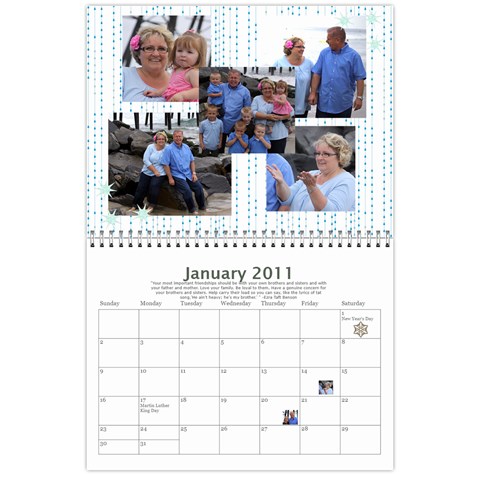 Bell Family Calendar 2011 By Emily Jan 2011