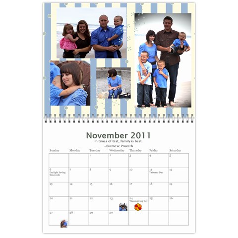 Bell Family Calendar 2011 By Emily Nov 2011