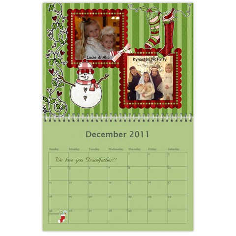 Family Calendar For Grandfather By Angela Dec 2011