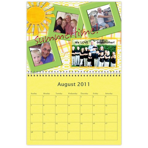 Family Calendar For Grandfather By Angela Aug 2011