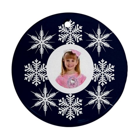 Snowflake Round Ornament By Catvinnat Front