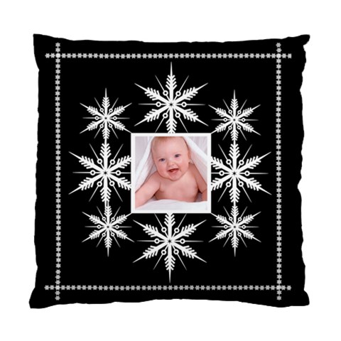 Snowflake Cushion Midnight Snowstorm By Catvinnat Front