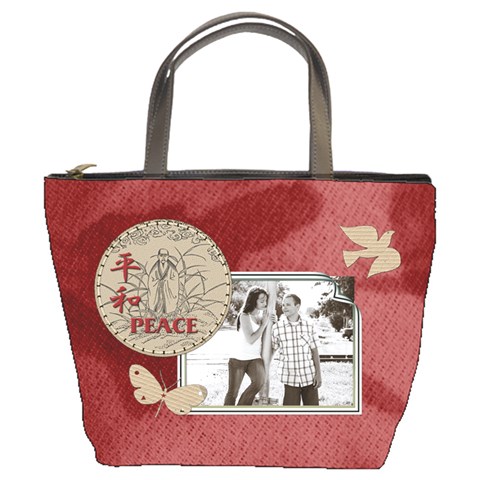 Peace & Faith Red Bucket Bag By Lil Front