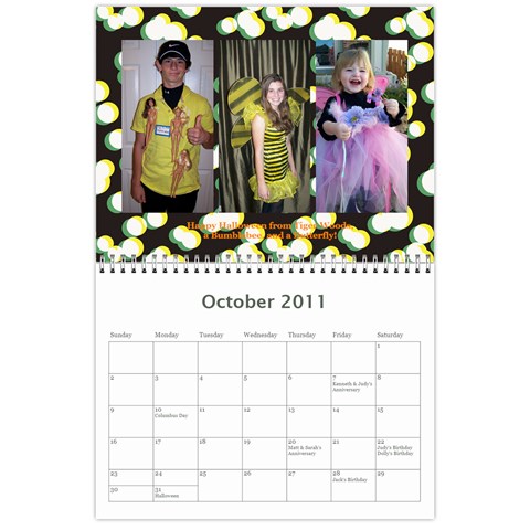 2011 Hunnell Calendar By Susan Oct 2011